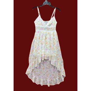 Rue 21 - Women's Summer Sleeveless High Low Hem Ruffle Floral Dress  - White - M